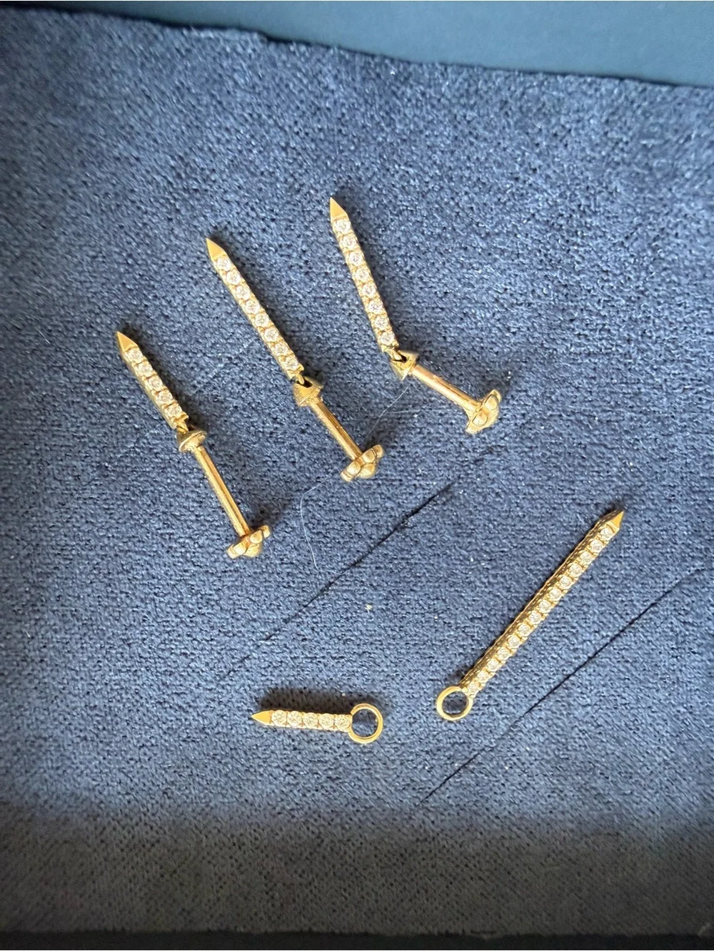 Maria Tash Gold Pavé Dagger Stud Earring 11mm yellow gold. ONE - Picture 4 of 4